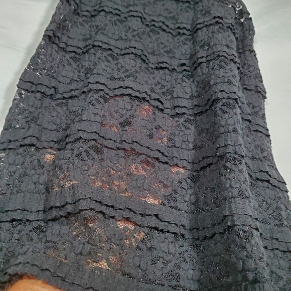 LOVE CULTURE SEXY BLACK SHEER LACE SEE THROUGH RUFFLED FRONT TANK TOP - Picture 2 of 5